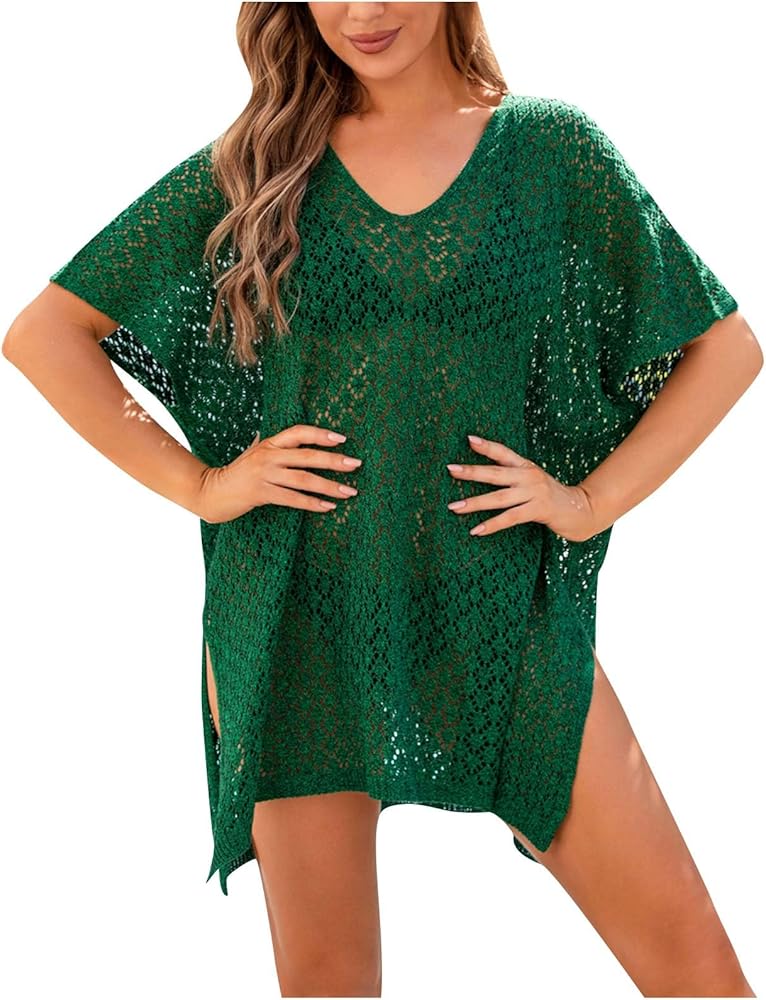 Womens Swimsuits Cover Ups Crochet Net Beach Dress Oversized Bathing Suit Coverups Summer Flowy Beachwear