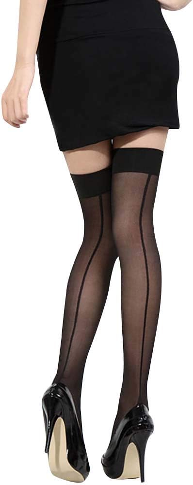 Women's Floral Lace Top Sheer Thigh High Stockings Silicone Hold Up Nylon Pantyhose Over the Knee Tight Socks