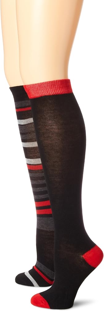 Anne Klein Women's Multi Stripe 2-Pack Premium-Blend Knee-High Socks