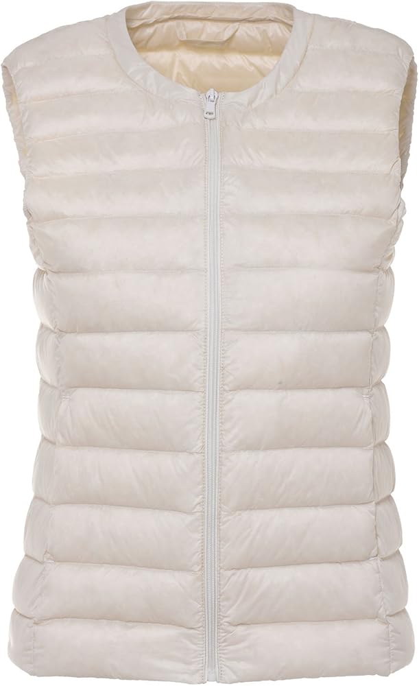 CHARTOU Women's Winter Ultralight Collarless Outdoor Puffer Down Short Vest Waistcoat