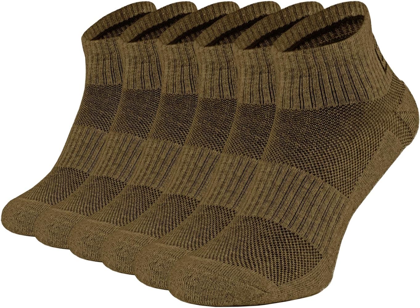 281Z Running Cushion Ankle Low Cut Socks - Athletic Hiking Sport Workout (Coyote Brown)