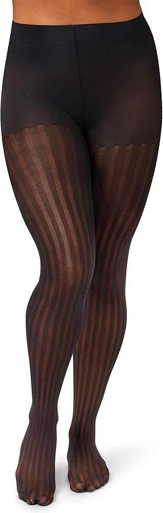 Hanes Womens Ecosmart Control Top Sheer-Toe Fashion Stripe Tights