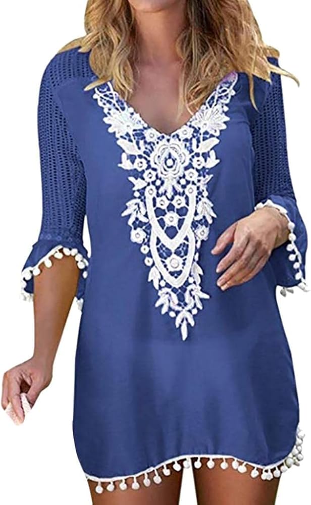 Summer Dress for Women Plus Size Swimsuit Beach Cover Up Shirt Bikini Beachwear Bathing Suit Beach Dress