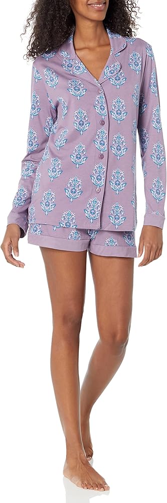 Cosabella Women's Bella Printed Comfort Long Sleeve Top Boxer Pajama Set