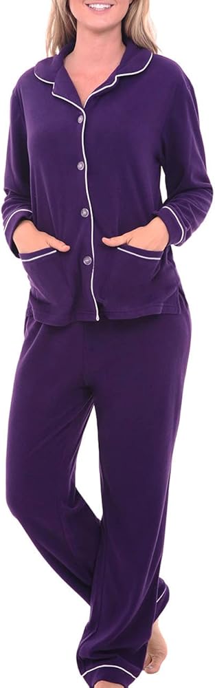 Alexander Del Rossa Women's Soft Warm Fleece Pajamas Plush Lounge Set, Long Sleeve Top and Pants, PJ