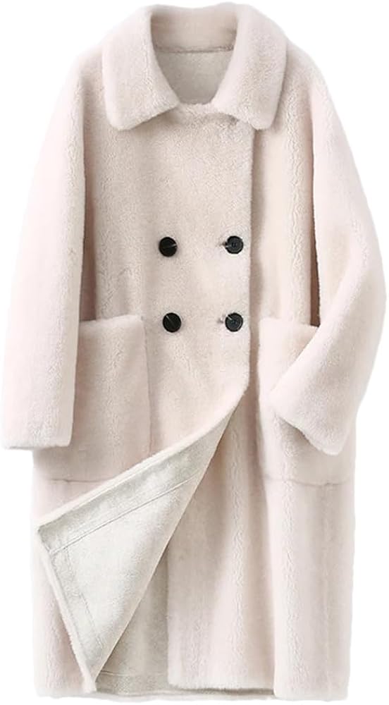 Women's Winter Warm Real Shearling Coat Jacket Vest Women's Large Size Fur Coat Windbreaker