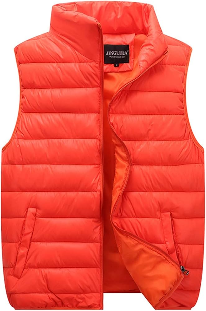 Womens Puffer Vest American Autumn Winter Vest Jaceket Soft Cotton Jacket Stand-up Collar Warm Womens Long Puffer