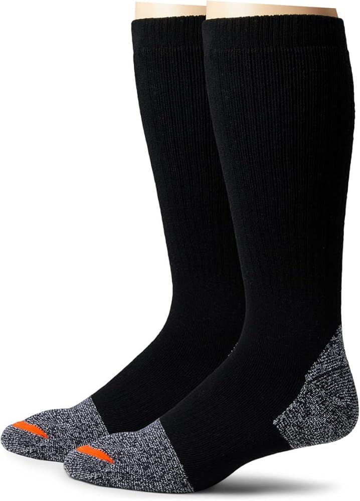 Merrell Unisex-Adult's Cotton Safety Work Socks-2 Pair Pack-Breathable Arch Support and Blister Prevention, Crew-Black, M/L (Men's 9.5-12 / Women's 10-13)