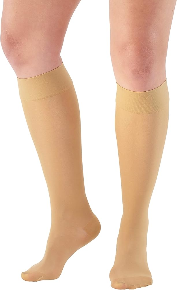 Ames Walker AW Style 235 Signature Sheers 15-20 mmHg Moderate Compression Closed Toe Knee High Stocking s Silky Nude Large