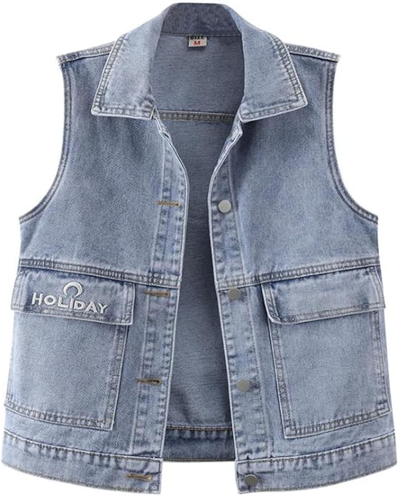 Summer Jackets for Women Korean Sleeveless Denim Vest Coat Solid Waistcoat