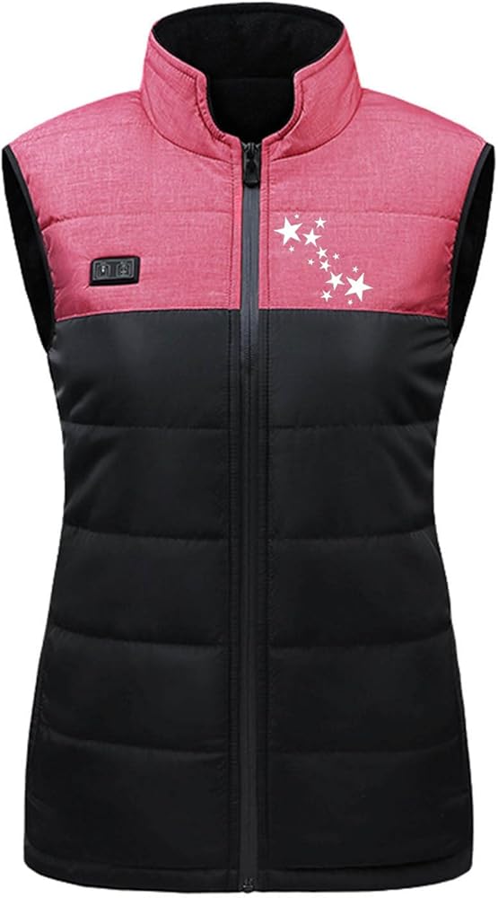 Lastesso Heated Vest for Women Electric Rechargeable Heated Coat Fashion Printed 17 Heating Zones Jacket Warm Winter Vest