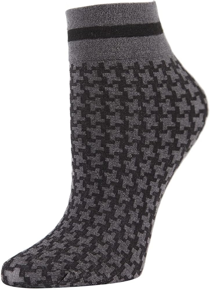 MeMoi Women's Classic Houndstooth Print Stretchy Anklet Sock