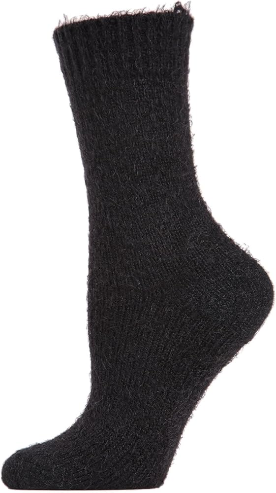 MeMoi Women's Solid Plush Fuzzy Warm Crew Sock