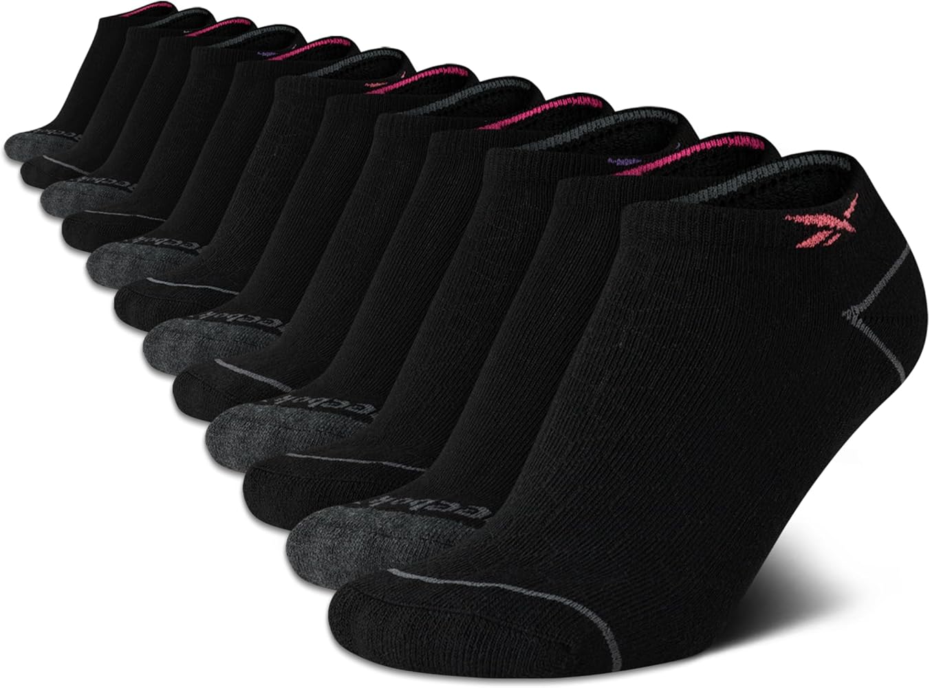 Reebok Women's No Show Athletic Breathable Low Cut Cushioned Socks (12 Pack)