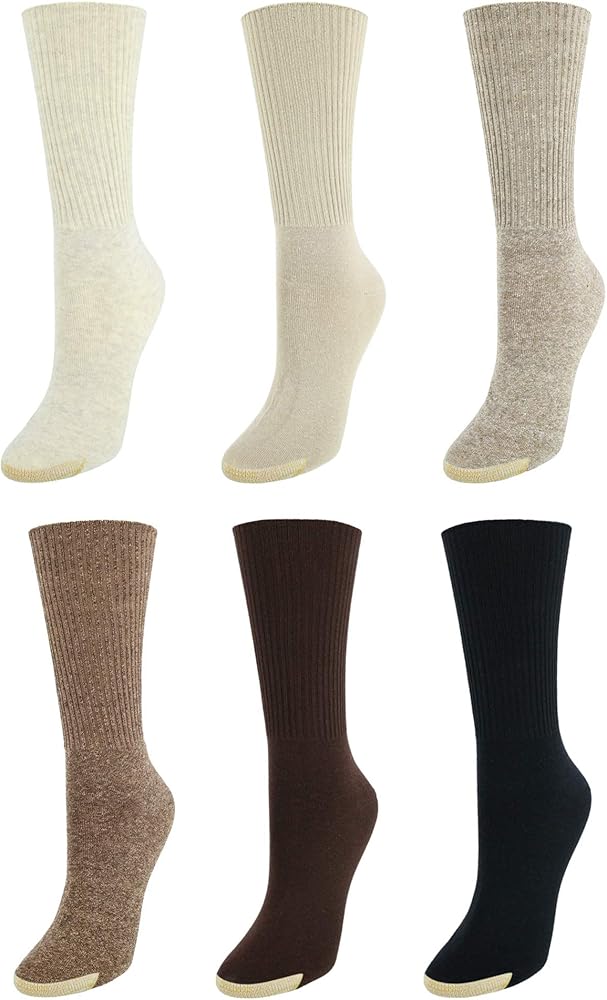 Gold Toe Women's Classic Turn Cuff Multipairs Socks, Oatmeal, One Size Plus