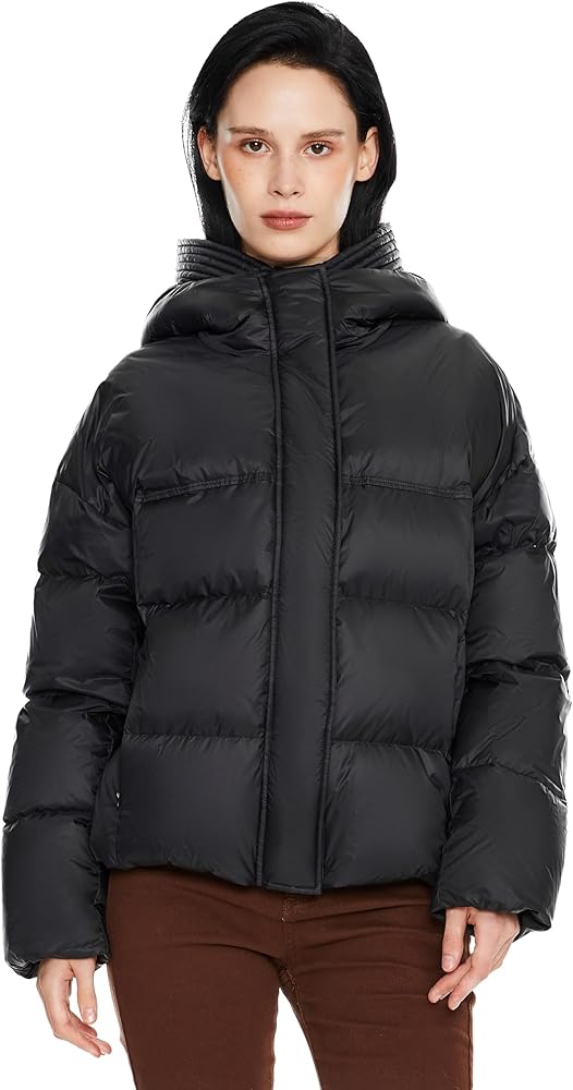 Orolay Women's Cropped Puffer Jacket Lightweight Winter Water-Resistant Down Coat with Hood