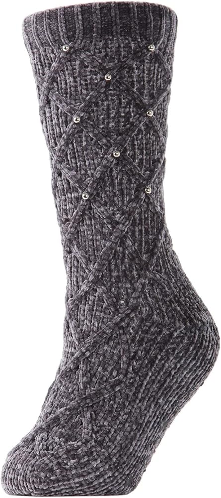 Pearl Lattice Plush Lined Slipper Sock