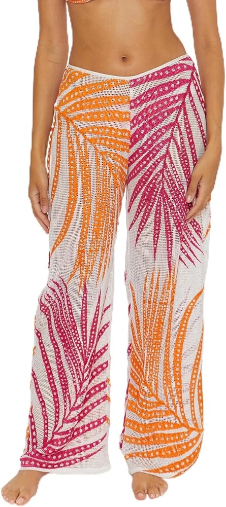 Trina Turk womens Sheer Tropics Pants, Casual, Wide Leg, Tropical Leaf Print, Beach Cover Ups for WomenSwimwear Cover Up