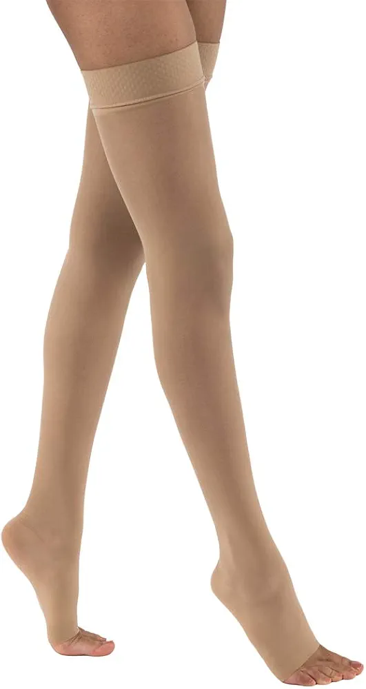 JOBST UltraSheer Thigh High with Silicone Dot Top Band, 15-20 mmHg Compression Stockings, Open Toe, Medium, Natural