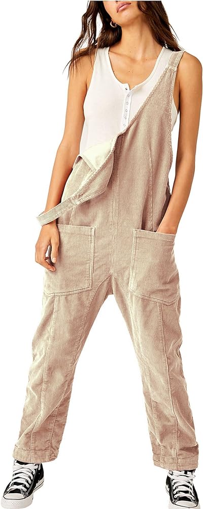 Corduroy Jumpsuit One Piece Jumpsuits for women Casual Loose Adjustable Strap Sleeveless Overall Rompers