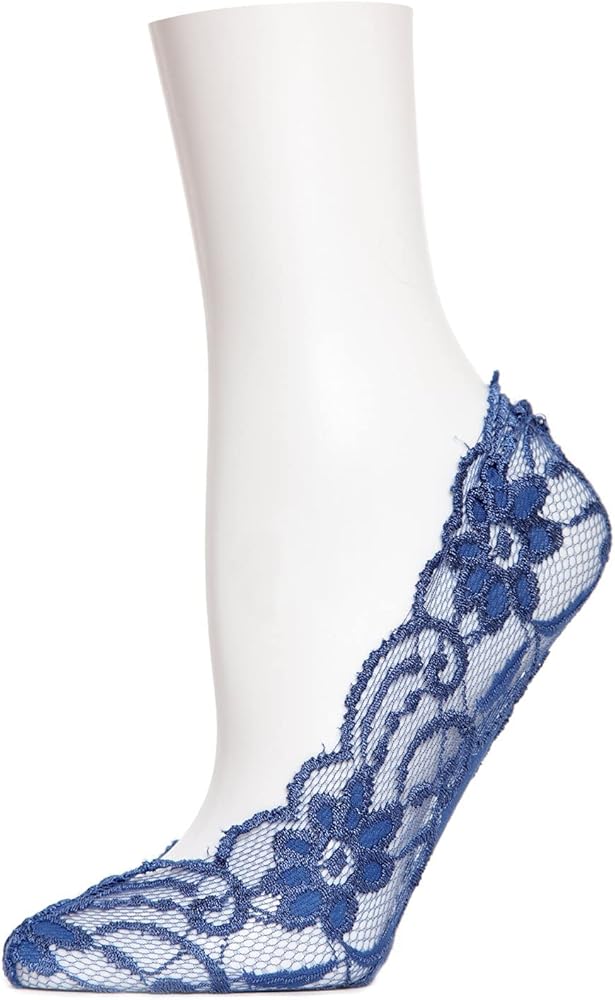 MeMoi Women's Lacy Floral No Show Liner Socks