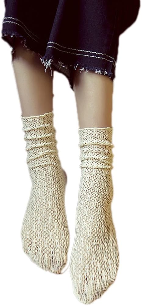 Women's Casual Lace Ankle Loose Socks Short Solid Color Tube Lace Socks