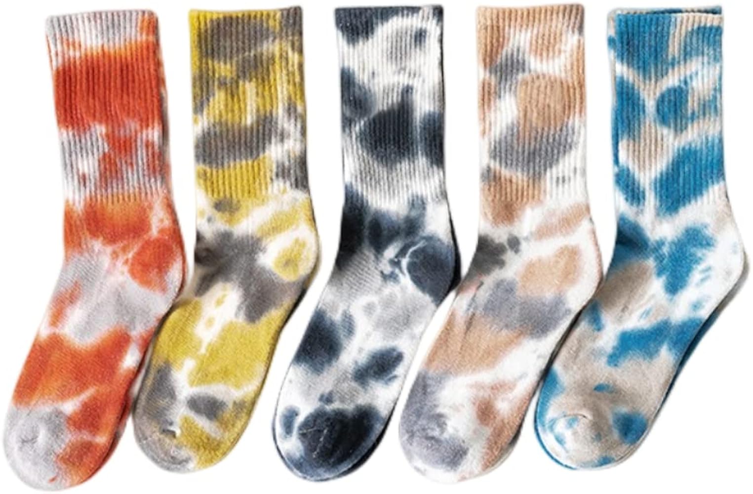 Women and Men Printed Crew Socks Tie Dye Multipack Casual Socks 5 pairs