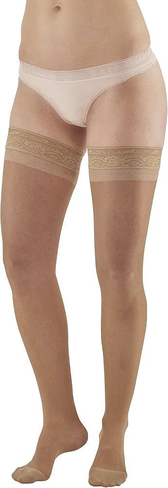 Ames Walker AW Style 4 Sheer Support 15-20 mmHg Moderate Compression Closed Toe Thigh High Stockings w/Top Band man