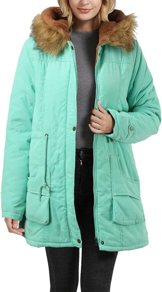 Womens Winter Trench Coats Thicken Warm Down Coat Windproof Windbreaker Jackets Full Zip Puffer Jacket Outdoor Outwear