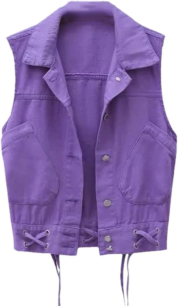 Autumn Fashion Bandage Denim Vest Women Sleeveless Jean Jacket Short Casual Cowboy Waistcoat Female Tops