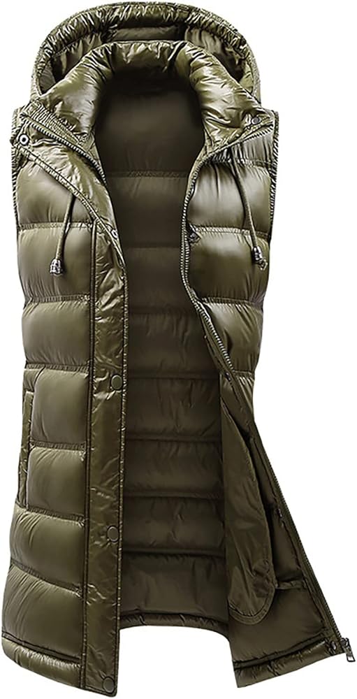 Women's Ultra Light Long Down Vest Winter Packable Down Jacket Lightweight Outdoor Puffer Vest Coat