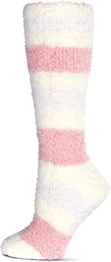 MeMoi Women's Multi-Stripe Teddy Bear Plush Knee High Socks