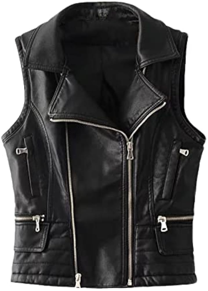 Women Motorcycle Rider Waistcoat Black Genuine Sheep Leather Vest