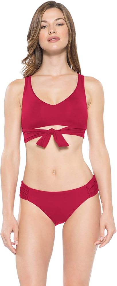 Becca by Rebecca Virtue Women's Color Code Racerback Bikini Top Crimson M