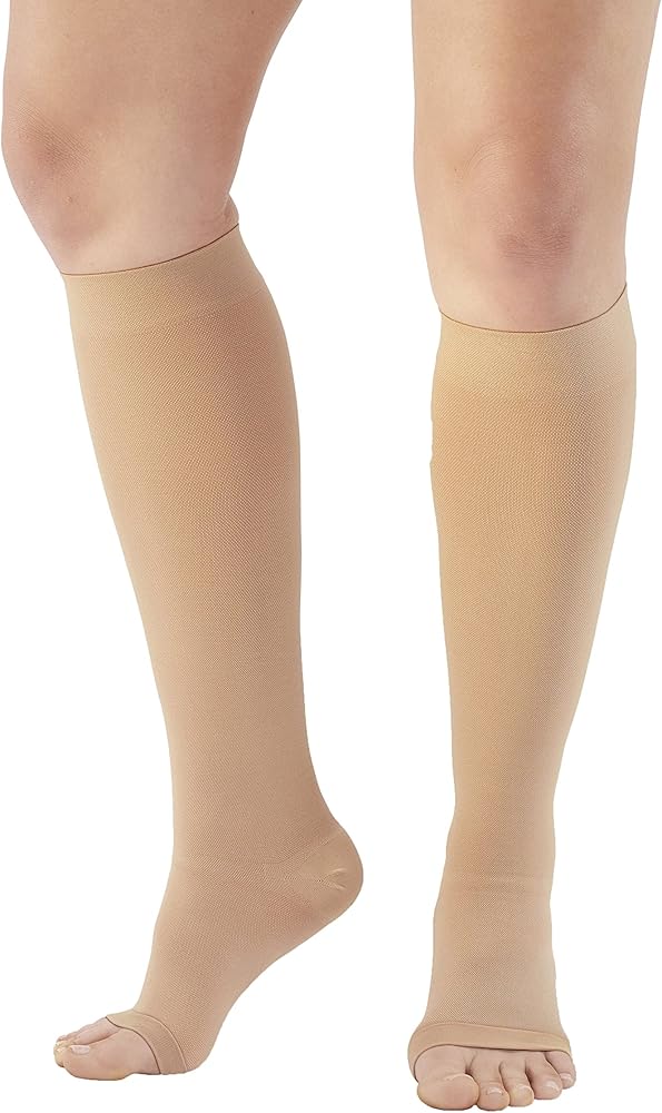 Ames Walker AW Style 301 Medical Support 30-40 mmHg Extra Firm Compression Open Toe Knee High Stockings Xlarge