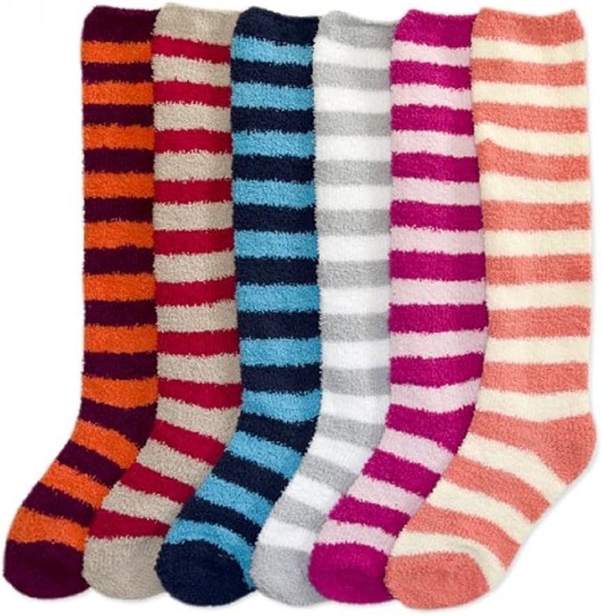 ATB 3 Pairs Women Winter Socks Cozy Fuzzy Girl Long Knee High Soft 9-11 Warm Slipper