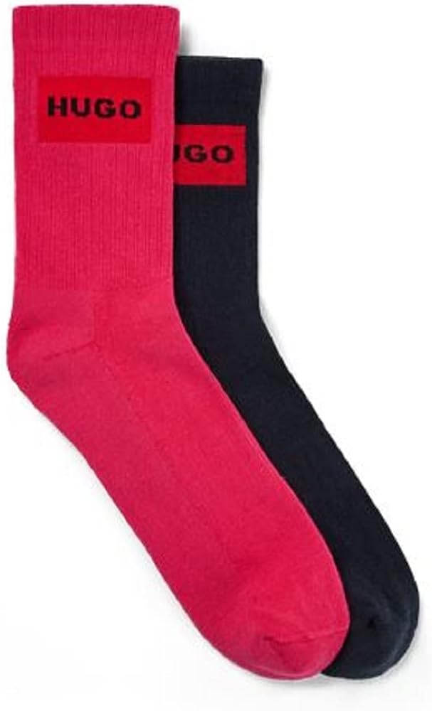 HUGO Women's 2 Pack Ribbed Quarter Length Socks