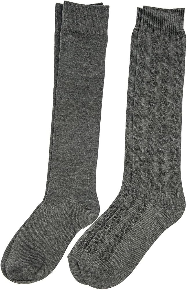 Womens Cable Knee High Socks 2 Style Pack