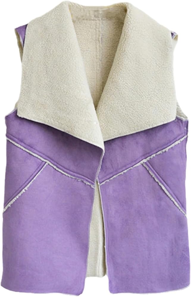 Spring Autumn Women Suede Leather Vest Jacket Sleeveless Fleece Wasitcoat