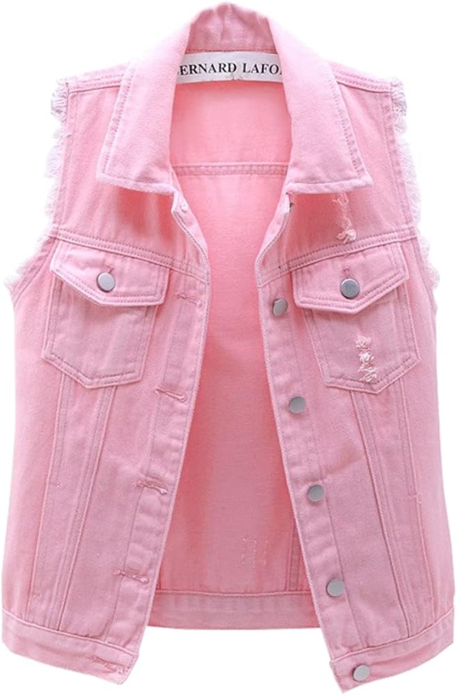 Only Faith Women Buttoned Denim Vest Waistcoat Sleeveless Cowboy Jacket