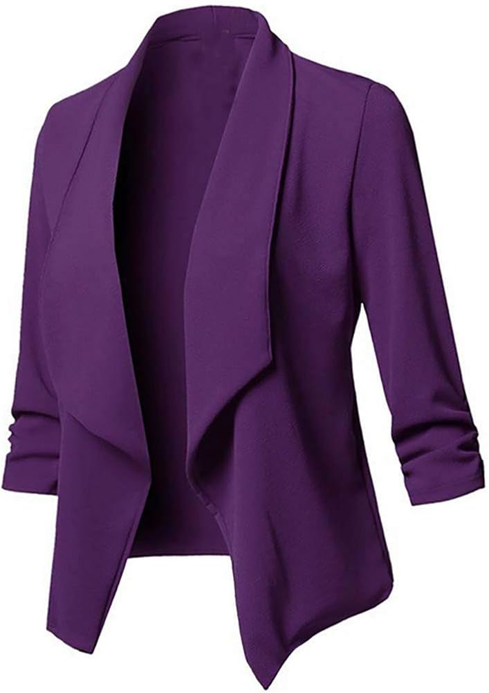 Women's Long Sleeve Blazer Open Front Cardigan Jackets Work Business Casual Fashion Dressy Draped Blazers Suit