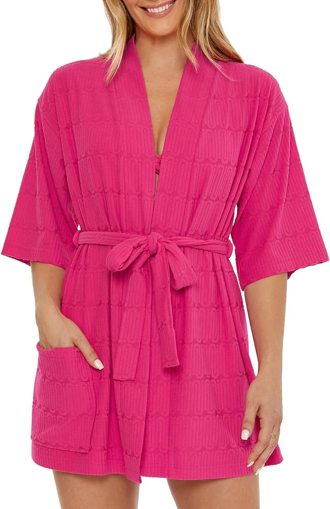 Trina Turk Women's Standard Skyfall Terry Cloth Luxury Robe, Soft Bathrobe, Beach Cover Ups