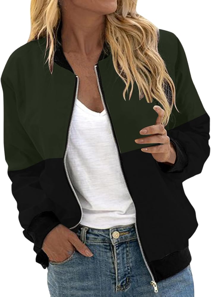 Womens Shacket Jacket Casual Color Block Baseball Jackets Fall Long Sleeve Coat Winter Clothes Outfits 2023 Outerwear