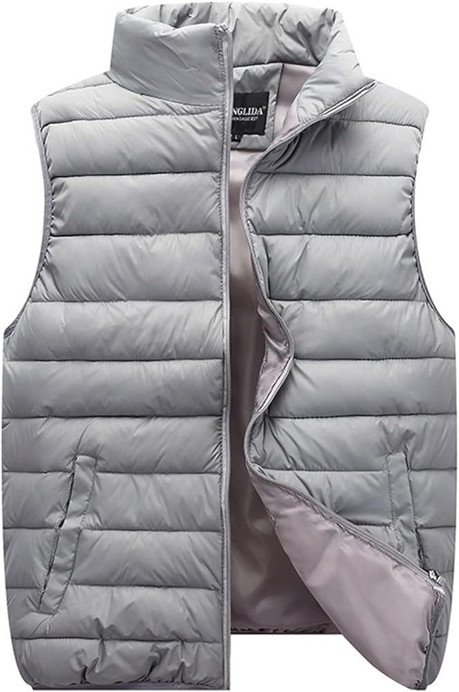 Quilted Down Vest Women Lightweight Stand Collar Full Zip Puffy Vest Jacket Warm Winter Outerwear Gilet Vest Waistcoat