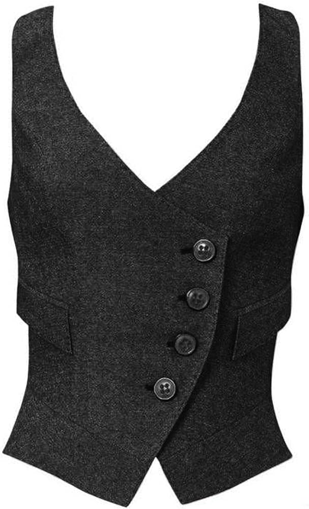 Women's Suit Vest Herringbone Tweed Work Wear Slim Fit Waistcoat Lady Sleeveless Jacket