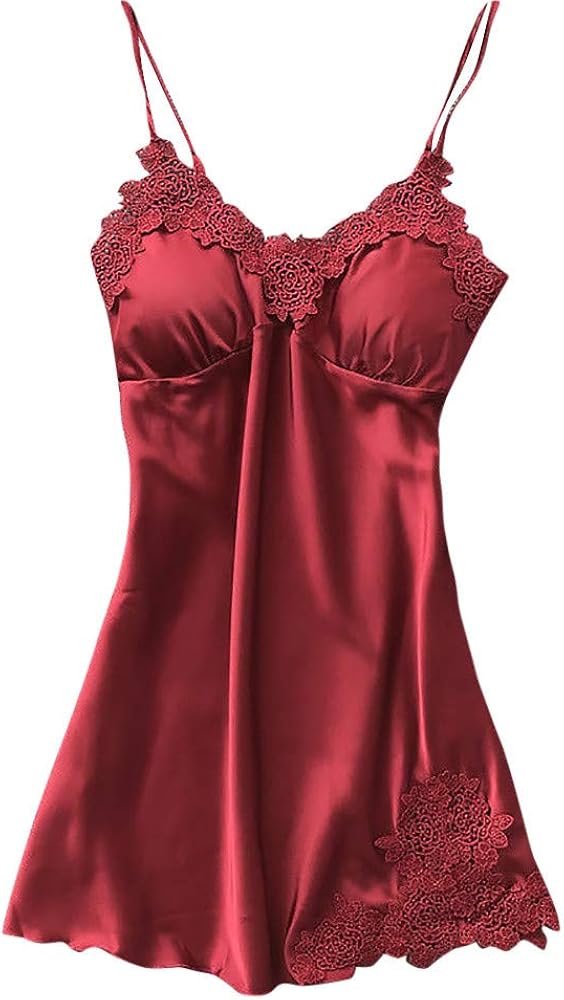 Women's Lingerie, Sleep & Lounge Sexy Chemises Sets Crochet Floral Lace Boudoir Nightwear Satin Sleeveless Chemise Nightdress