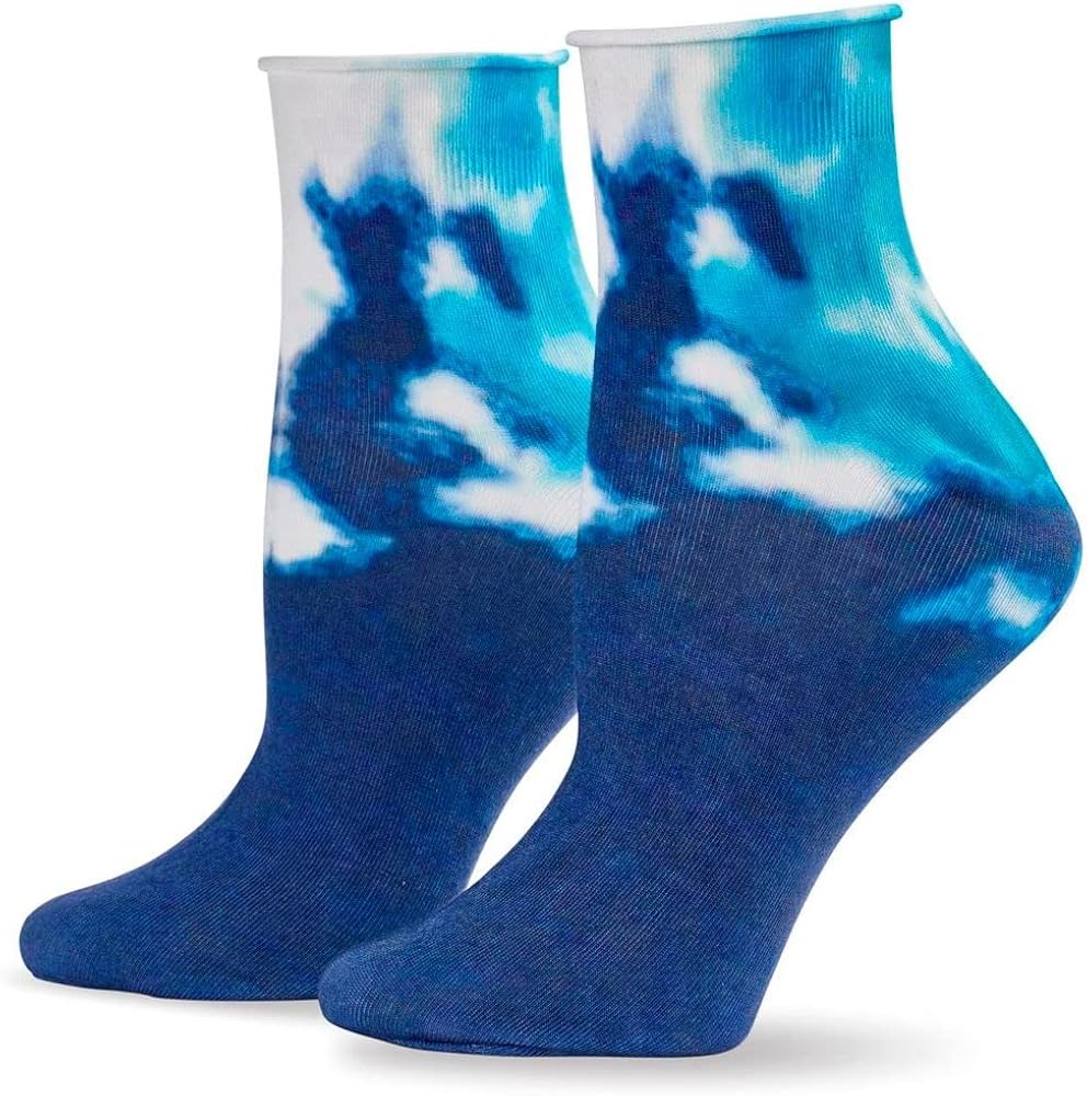 HUE Women's Printed Tie Dye Sock Navy Multi Color