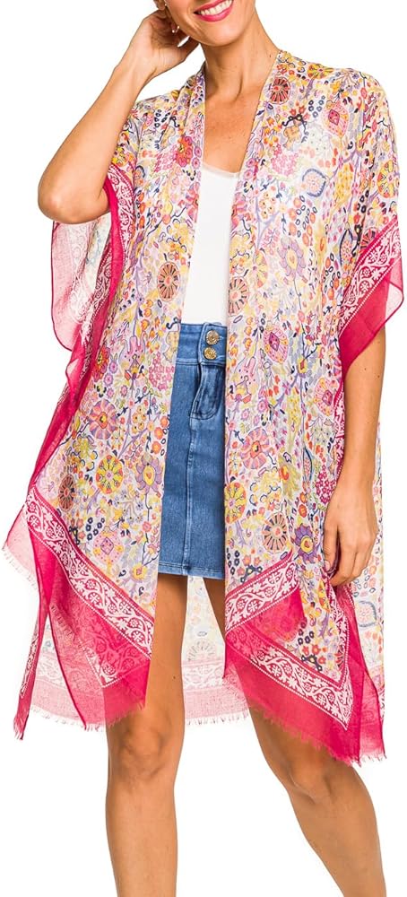 MELIFLUOS DESIGNED IN SPAIN Women's Beach Cover Up Swimsuit Kimono Pareo Sarong Beach Wear Dress for Summer