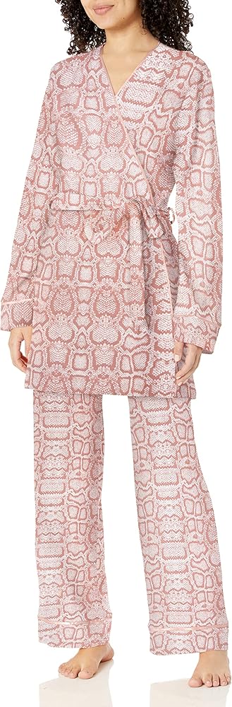 Cosabella Women's Bella Printed Curvy Cami, Robe & Pant Set