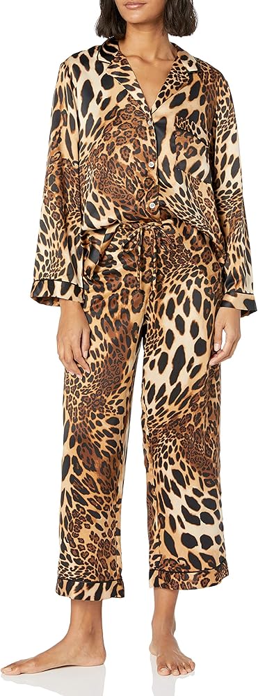 Natori Women's Luxe Leopard Notch Pj Length 25"/ Inseam 26"